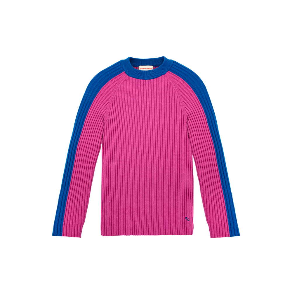 Women's Colourblock Ribbed Knitted Jumper
