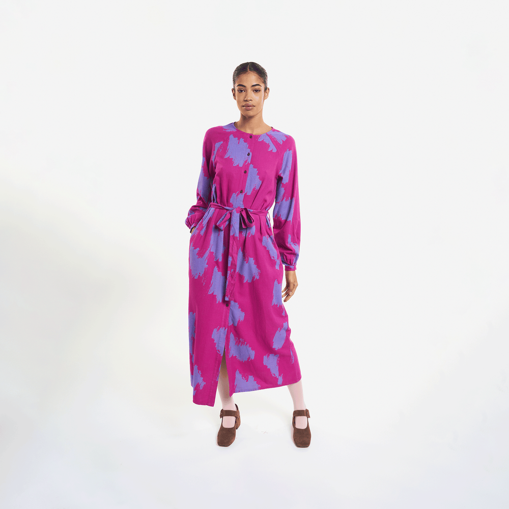 Women's Buttoned LS Dress - Shadows