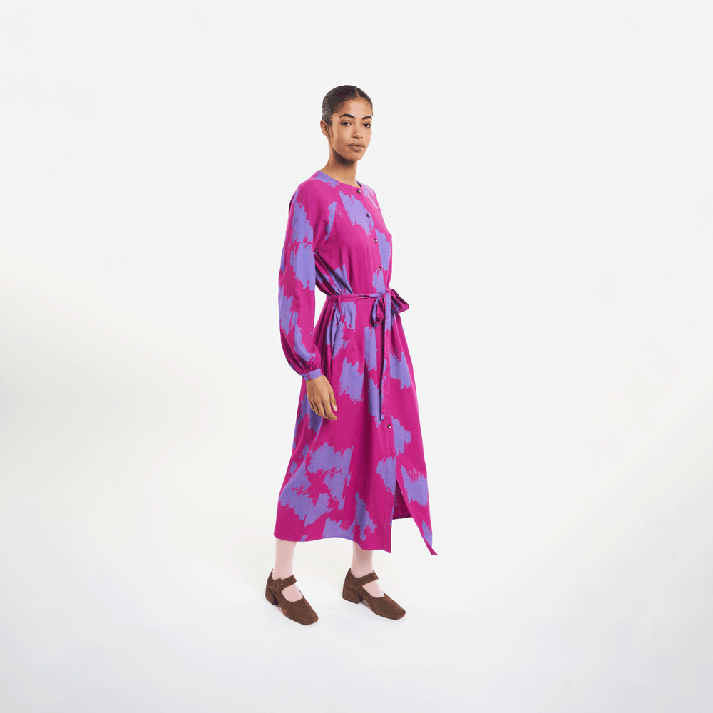 Women's Buttoned LS Dress - Shadows