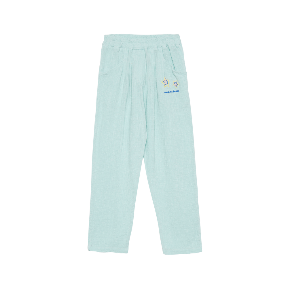 Embroidered Stars Carrot Pants - Mint