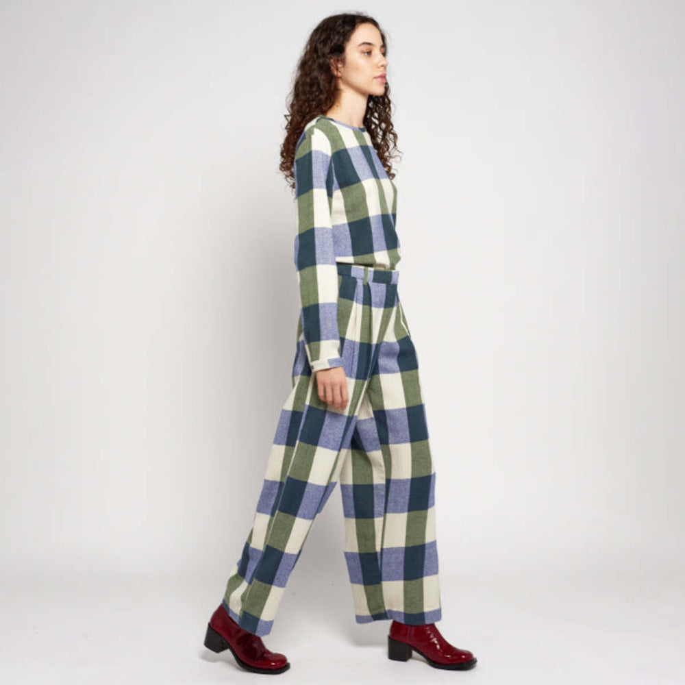 Womens Tailored Pants - Plaid Check