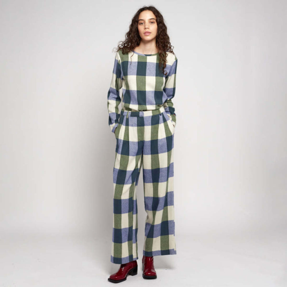 Womens Tailored Pants - Plaid Check