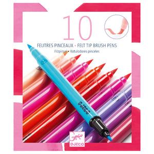10 Felt Brushes - Pastel Colours