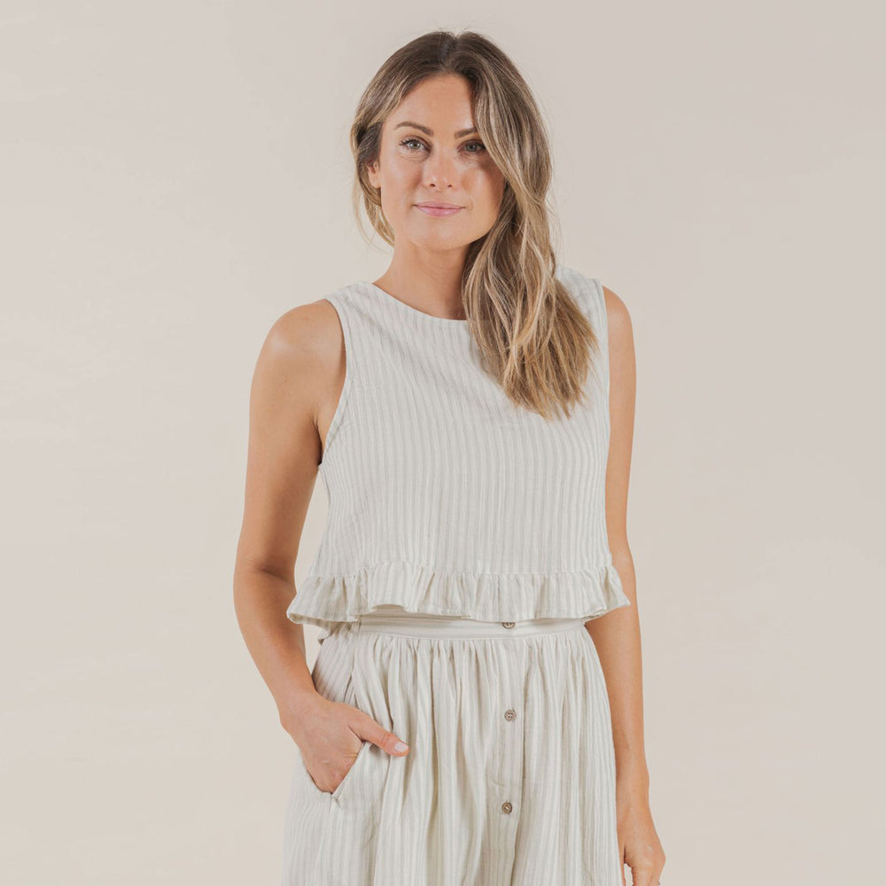 Women's Oceanside Top - Sage Stripe