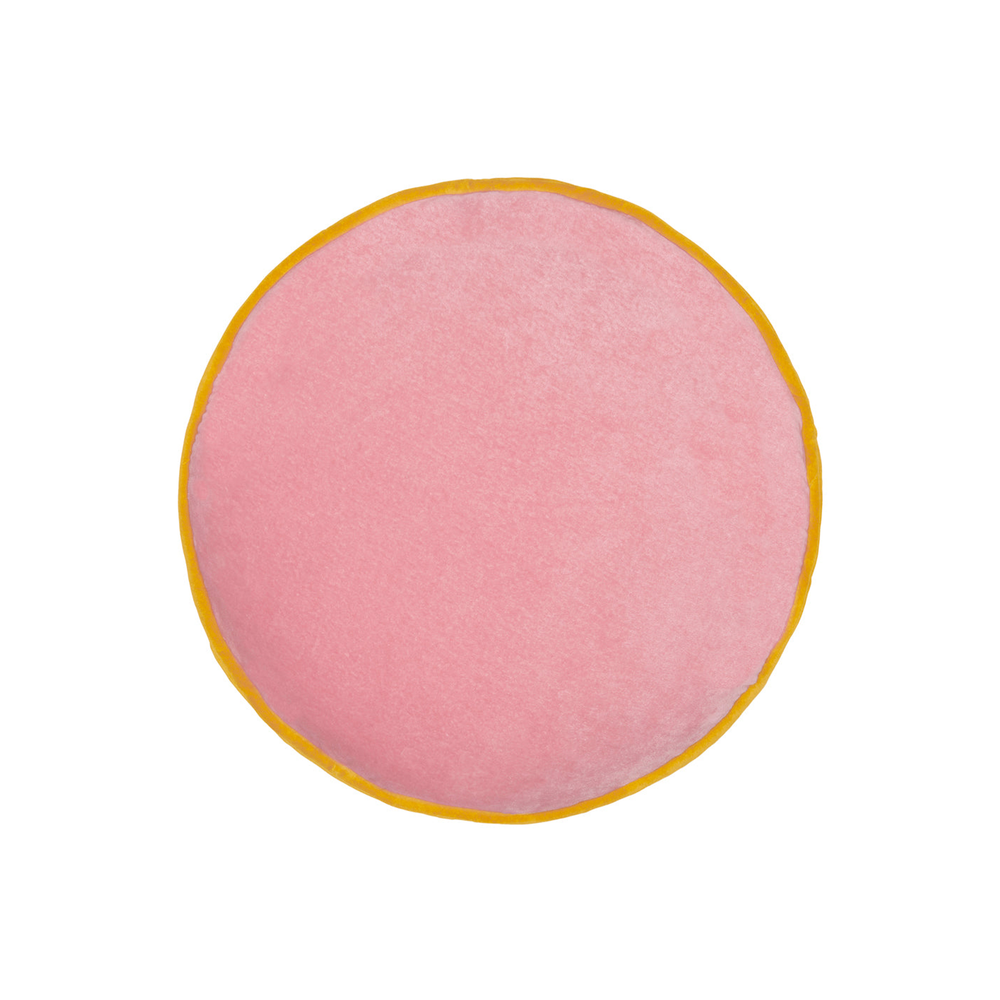 Velvet Round Cushion - Baby Pink Trim