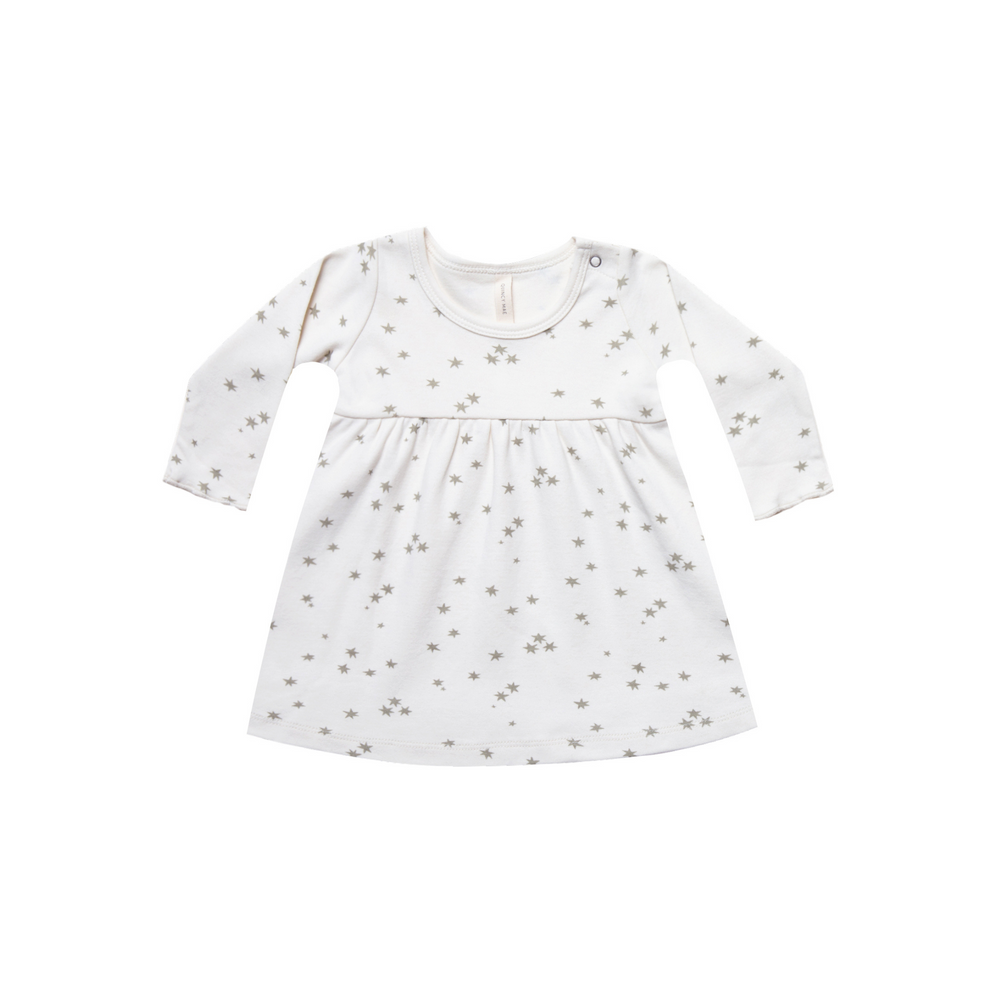 LS Baby Dress - Stars - Ivory