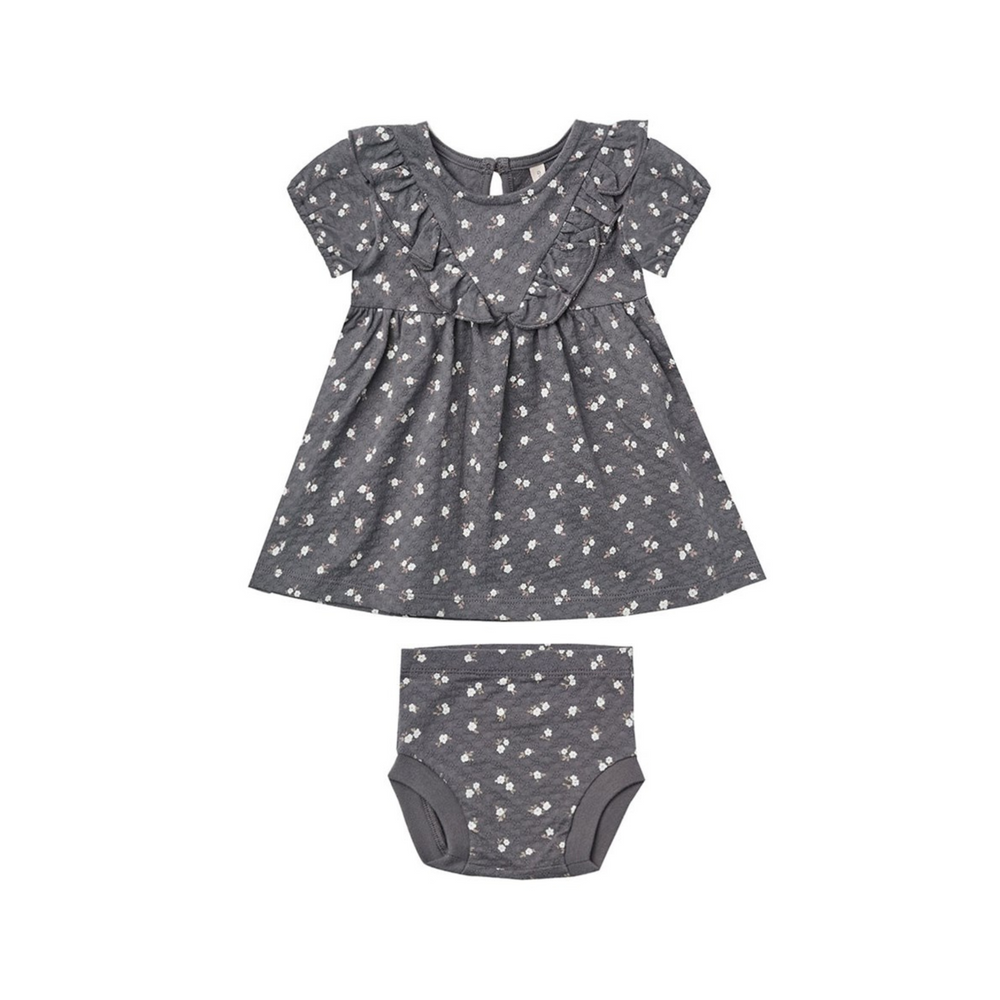 SS Ruffle V Dress & Bloomers - Dark Floral