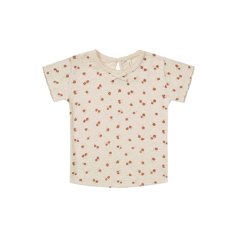 Pointelle SS Tee - Petite Floral - Natural