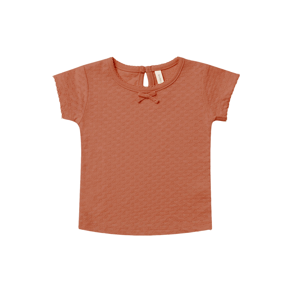 Pointelle SS Tee - Clay