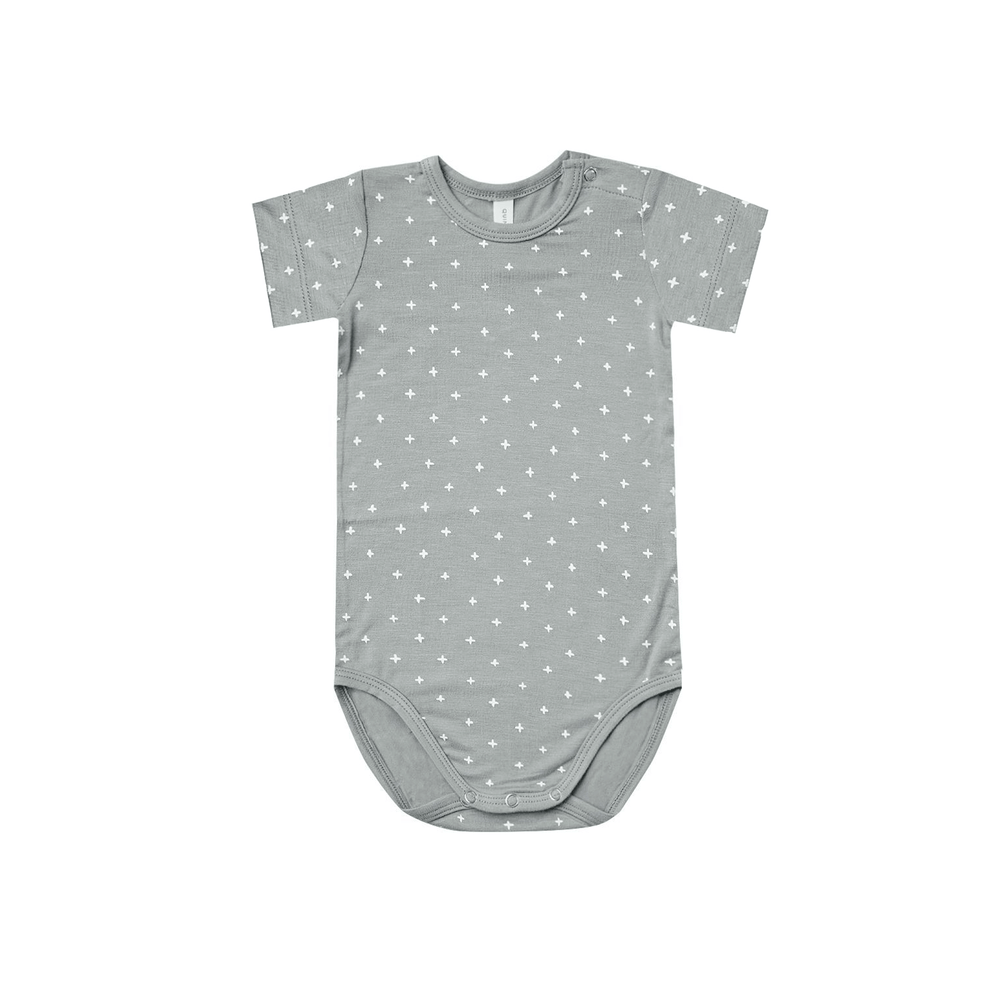 Bamboo SS Bodysuit - Criss Cross - Dusty Blue