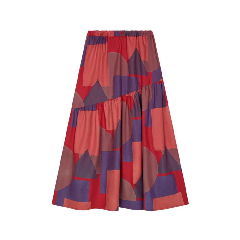 Womens Flared Skirt - Geometric AOP