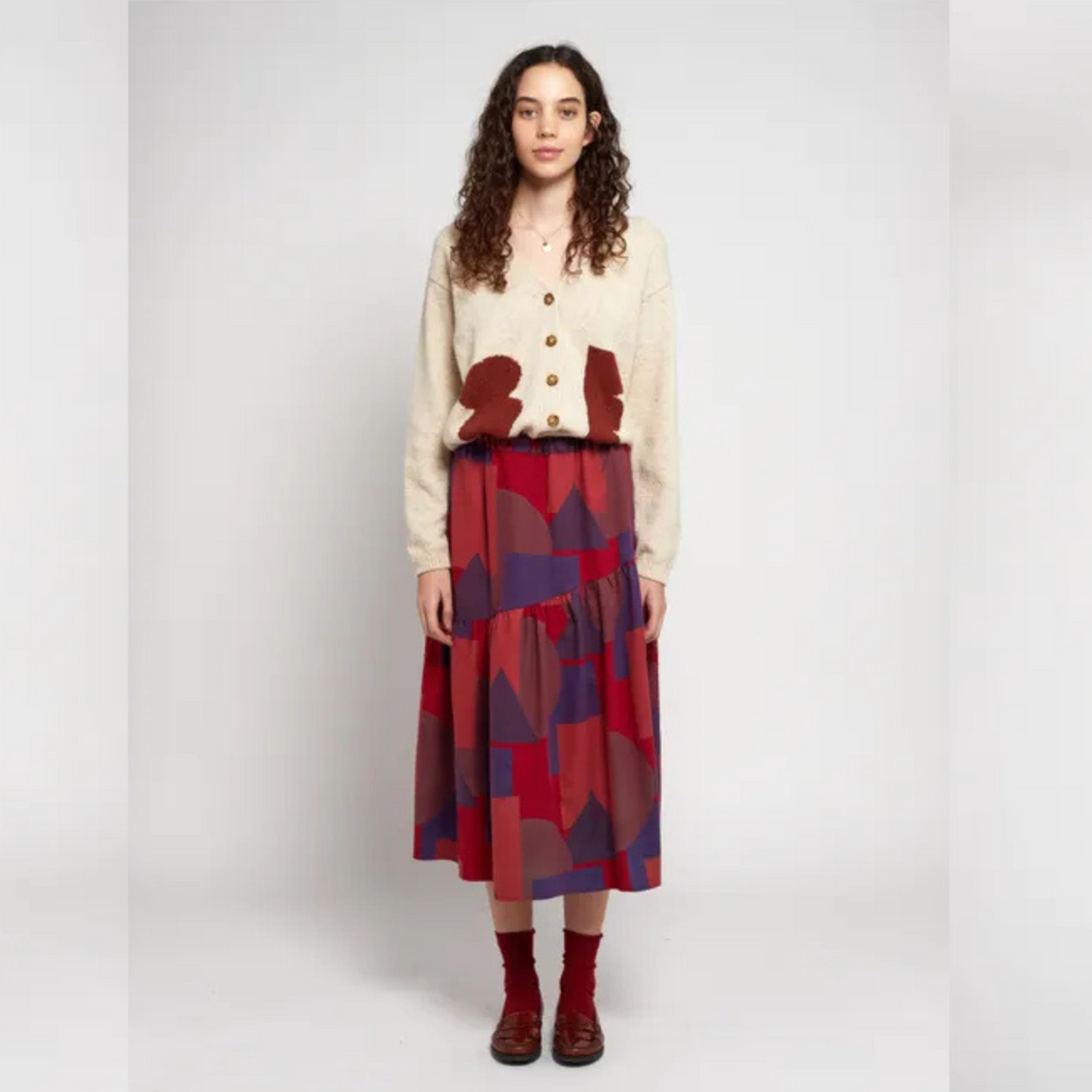 Womens Flared Skirt - Geometric AOP