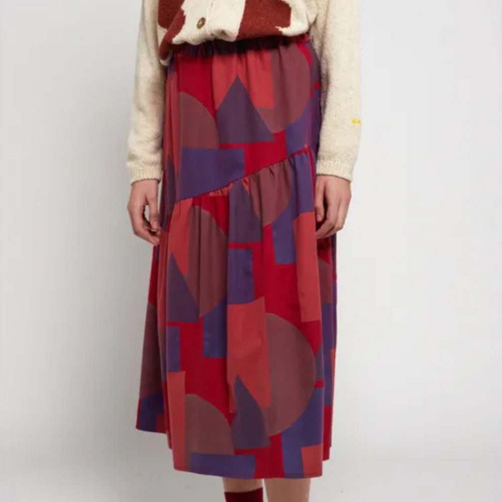 Womens Flared Skirt - Geometric AOP
