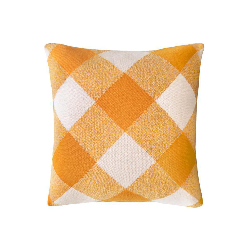Knit Cushion - Yellow Tartan