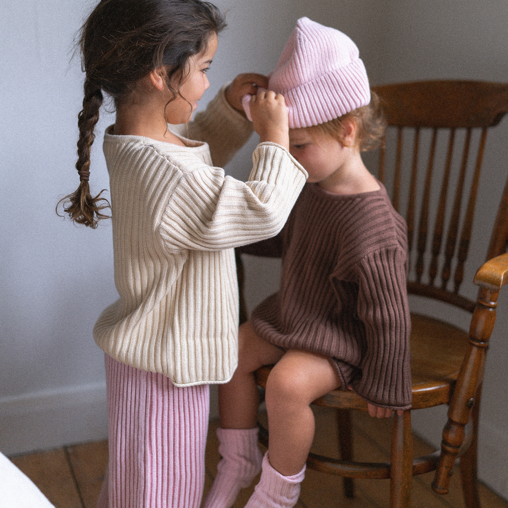 Essential Knit LS Romper - Cocoa