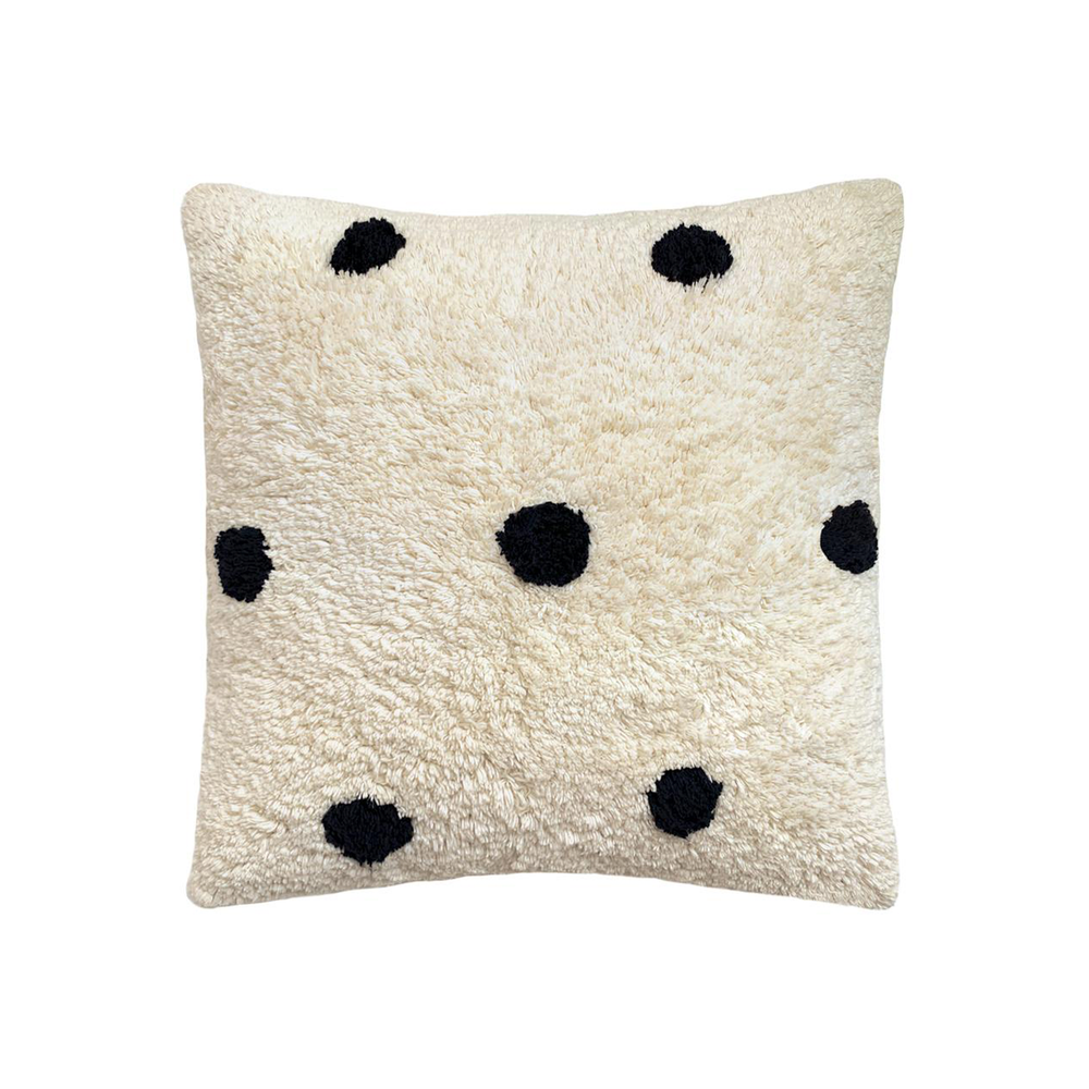 Shag Cushion - Black Spot