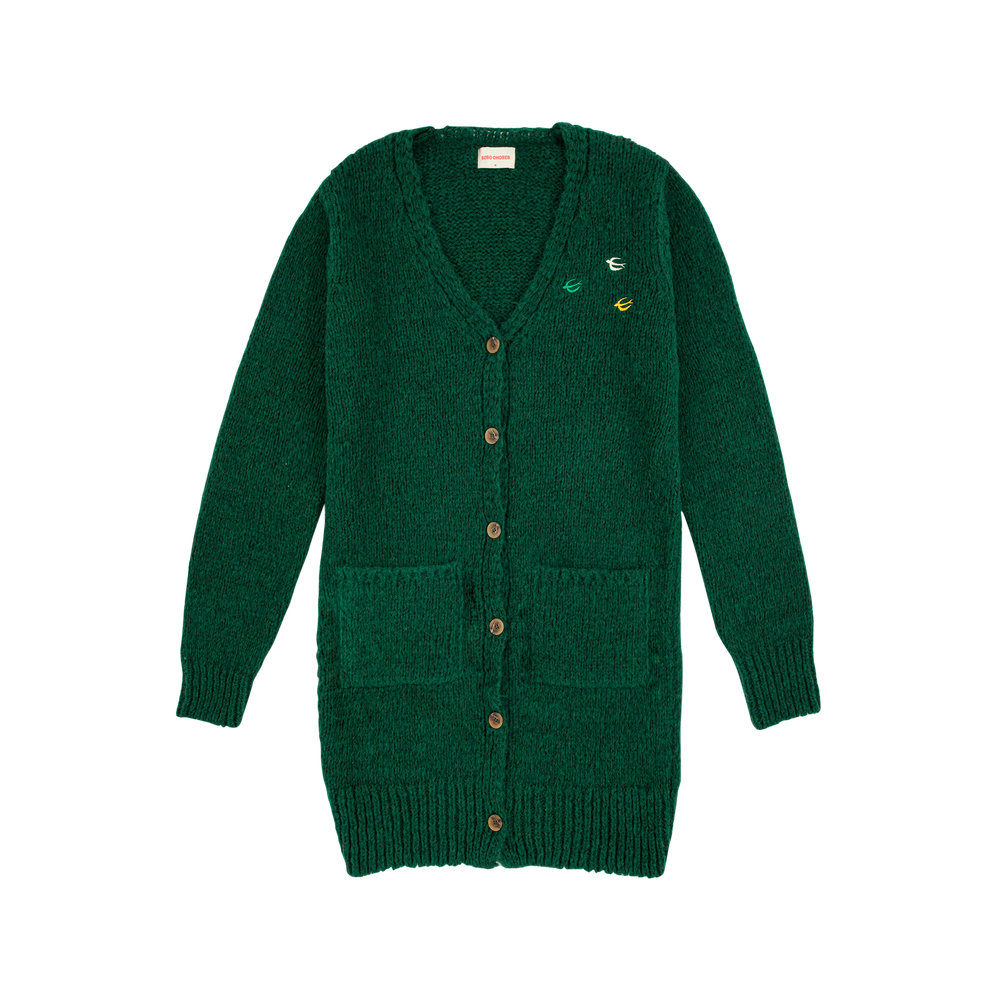 Womens Chunky Buttoned Long Cardigan
