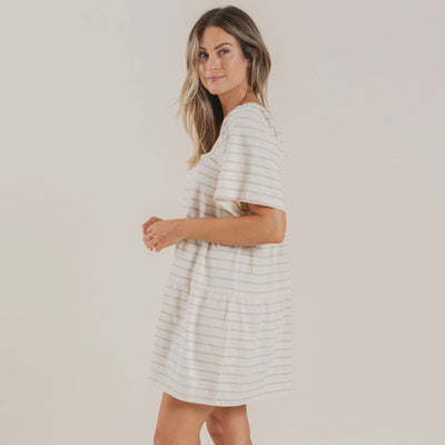 Women's Agnes Dress - Almond Stripe