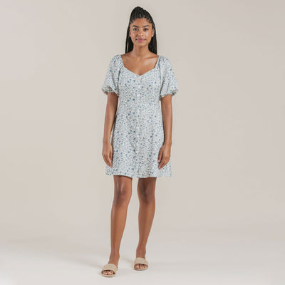 Women's Bardot Dress - Blue Floral