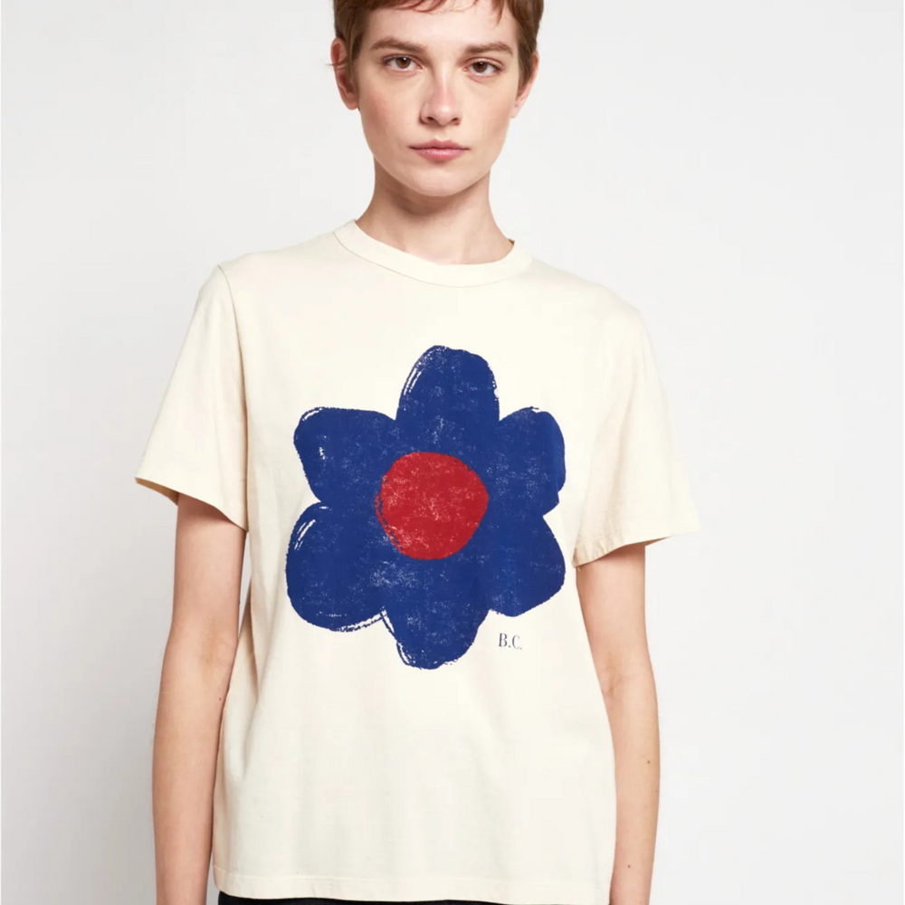 Womens SS Tee - Flower - Off White