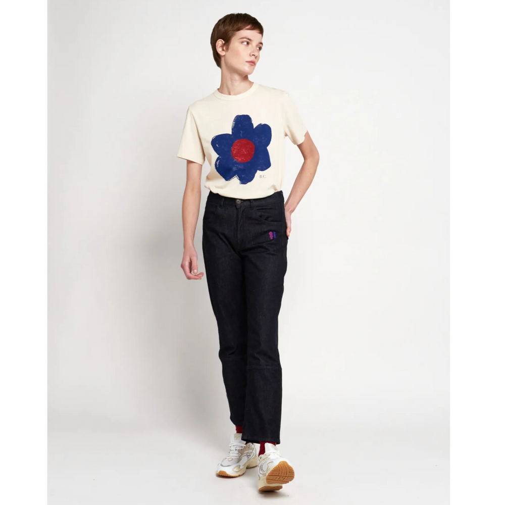 Womens SS Tee - Flower - Off White