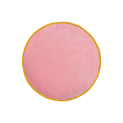 Velvet Round Cushion - Baby Pink Trim