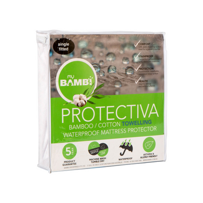 Cotton/Bamboo Towelling Waterproof Mattress Protector - Single