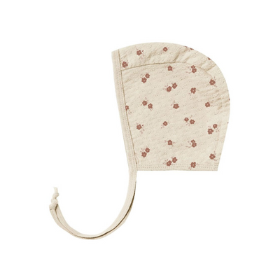 Pointelle Baby Bonnet - Petite Floral - Natural