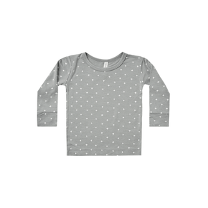 Bamboo LS Tee - Criss Cross - Dusty Blue