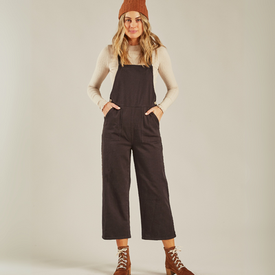 Women's Wide Leg Overalls - Vintage Black