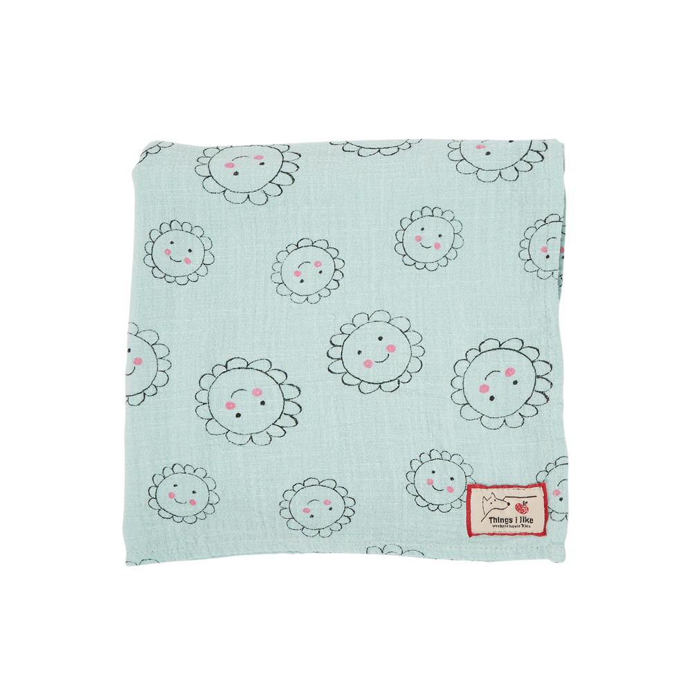 Flowers All Over Baby Blanket - MInt