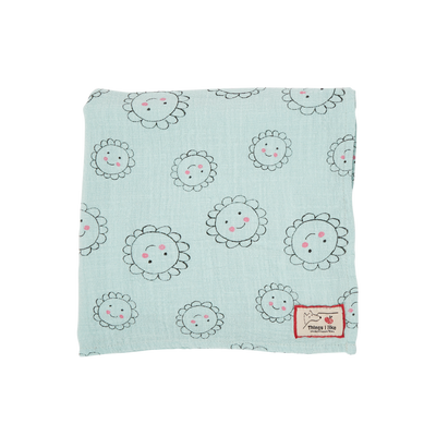 Flowers All Over Baby Blanket - MInt
