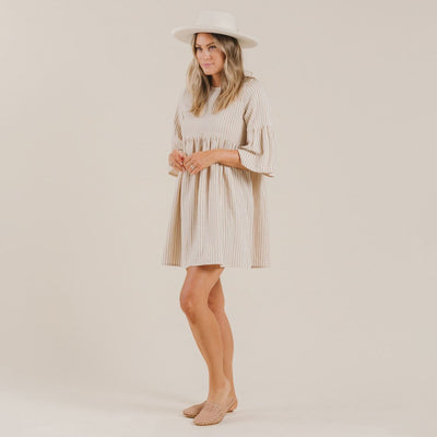 Women's Bell Dress - Almond Stripe