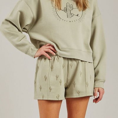 Womens Fleece Sweatshort - Cactus