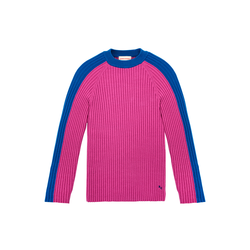 Womens Colorblock Ribbed Knitted Jumper