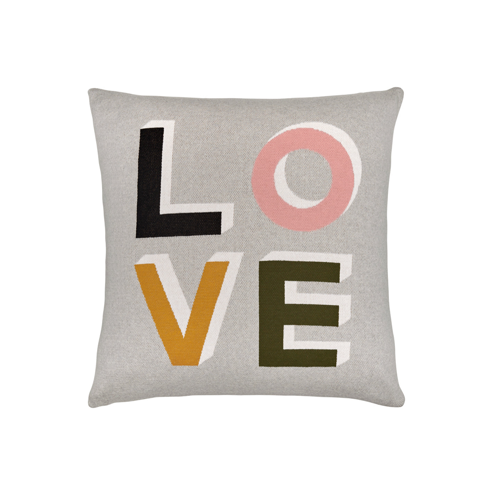Knit European Cushion Cover - Grey Love